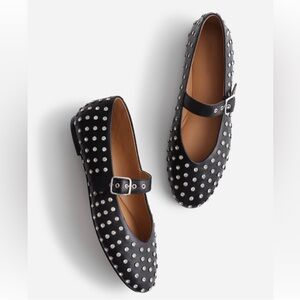 New Madewell The Remy Mary Jane Flat Black Studded Size 7.5